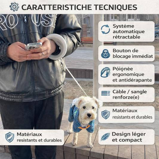 Laisse rétractable mains libres